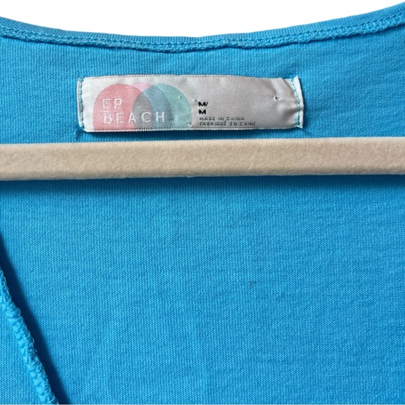 Free People FP Beach Fresco Mini Dress Blue Asymmetrical Hem Tunic Top Oversize - Picture 5 of 9